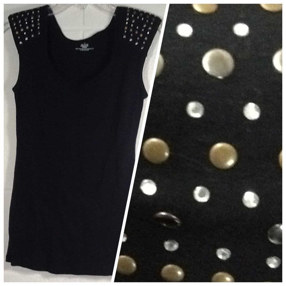 Muliticolor Metal Stud Black 100% Cotton Stretch‎ Tank Tee NWT Motorcycle Grunge